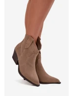 Dámské kovbojské kotníkové boty z přírodní velurové kůže Beretta – béžové