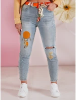 Dámské džínové kalhoty slim fit s páskem GIRLHOOD modré FashionStreet UY2484 Dámské džínové kalhoty slim fit s páskem GIRLHOOD modré FashionStreet UY2484
