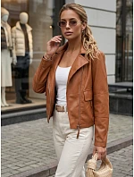 Dámská hnědá kožená bunda ve stylu Ramones od FashionStreet TY5715