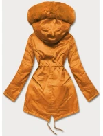Oranžová dámská bunda parka damska s kožešinou (5m762-254)