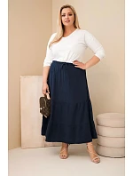 Dámská sukně Plus Size z bavlněného mušelínu s volánem a gumičkou námořnická modrá