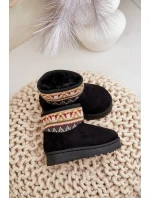 Dětské Sněhule Se Vzorovanou Vložkou Zateplené Kožíškem Černé Mirirae