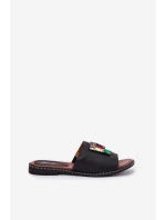 Dámské sandály na plochém podpatku s ozdobou černé Clelione