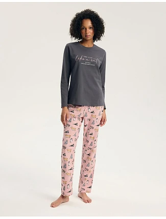 Dámské pyžamo Henderson 45419 Ginni, dlouhé rukávy, velikosti S–3XL Dámské pyžamo Henderson 45419 Ginni, dlouhé rukávy, velikosti S–3XL