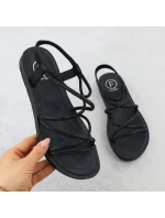 Dámské římské sandály Filippo se zirkony černé DS6884