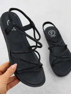 Dámské římské sandály Filippo se zirkony černé DS6884