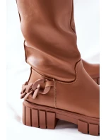 Vysoké hnědé boty s řetězem Teardown