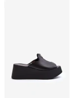 Zazoo 2916 Dámské žabky na masivní platformě se zipem Černé