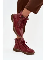 Dámské kozačky s teplým kožíškem z eko kůže bordové Ulverina