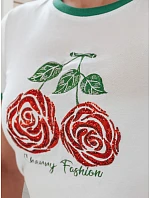 ROSAWIS bílé bavlněné tričko s flitry FashionStreet RY2845 ROSAWIS bílé bavlněné tričko s flitry FashionStreet RY2845