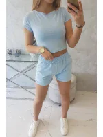 Bavlněná souprava se šortkami modrá Bavlněná souprava se šortkami modrá