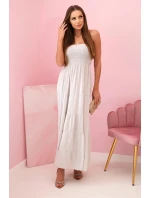 Dámské viskózové šaty s elastickým topem béžový Dámské viskózové šaty s elastickým topem béžový