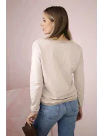 Dámská mikina s flitrovým nápisem béžový