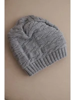 Dámská zimní čepice s klasickým pruhovaným pletením K439 šedá