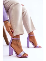 Dámské sandály na vysokém podpatku se zirkony fialové Idealistic