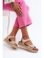 Dámské sandály na suchý zip béžové Risanni