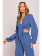 M861 Crop top s vázáním vpředu - džíny