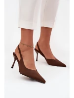 Dámské lodičky s otevřenou patou Lenira – čokoládové