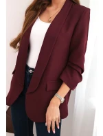 Dámská sako bez zapínání s podšívkou S/M švestková