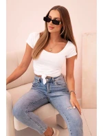 Dámská klasická bavlněná blůza s krátkým rukávem modrá