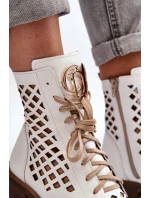 Děrované kožené botky Zazoo 2695 bílé