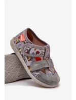 Dětské pantofle Milami na suchý zip šedé dopravní prostředky Reathiana