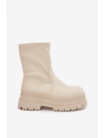 Boty Na Masivní Platformě Eko Kůže Béžové Kylira