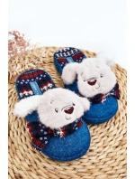 Dětské papuče na silné podrážce s medvídkem, modré, Dasca