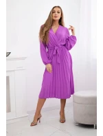 Šaty se svázaným plisovaným lemem fialka