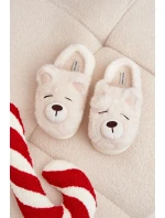 Kožešinové pantofle s motivem medvěda bílé Galine
