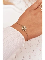 Dámský náramek s přívěskem kolečko s květinami zlatý