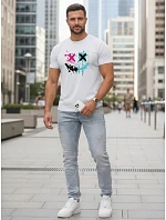 Pánské bavlněné streetwearové bílé tričko FashionStreet NX5100R