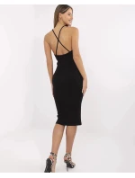 Černé bavlněné dámské šaty bez zad (7562)