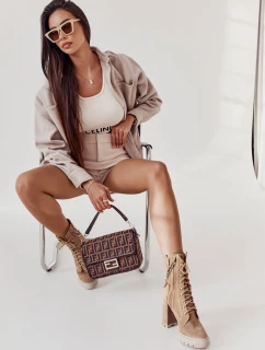 Semišové šněrovací boty Lewski Shoes 3244 / G Béžove