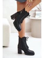 Zateplené boty na podpatku se zlatým detailem černé Ivarisse