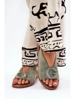 Ploché sandály se zdobením zelené Haliones Ploché sandály se zdobením zelené Haliones