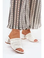 Dámské Pantofle S Pletením Na Podpatku Bílé Ciariloria