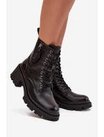 Kožené dámské kotníčkové boty na klínku vyhřívané Vinceza 86418 Černé