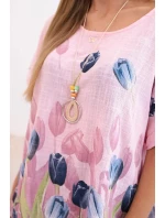 Dámská bavlněná košile s květinovým vzorem světle růžová
