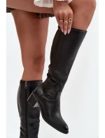 Dámské zimní kozačky s podpatkem a přezkou Vinceza 58589 Černé