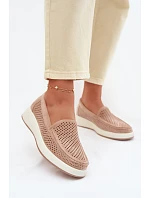 Dámské síťované mokasíny Sergio Leone MK097H béžové