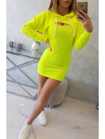 Šaty s mikinou žluté neonové barvy