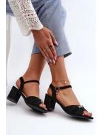 Dámské eko semišové sandály na vysokém podpatku s ozdobami, černá Narhi Dámské eko semišové sandály na vysokém podpatku s ozdobami, černá Narhi