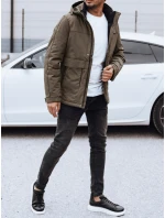 Pánská zimní bunda s odepínací kapucí světle hnědá FashionStreet TX4906 Pánská zimní bunda s odepínací kapucí světle hnědá FashionStreet TX4906