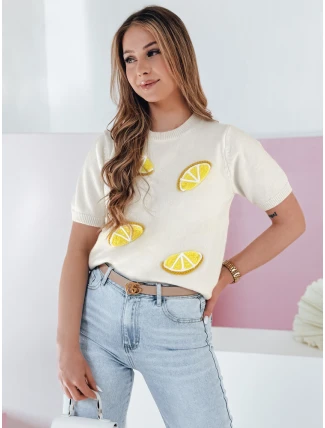 Dámský oversize svetr s citrony Lemon ecru FashionStreet MY2475