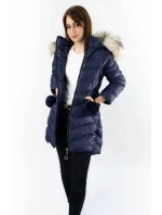 Tmavě modrá dámská zimní bunda s odepínacími rukávy (w761) Tmavě modrá dámská zimní bunda s odepínacími rukávy (w761)