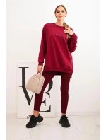 Dámská souprava bavlněná mikina a legíny s nápisem Minimal bordový Dámská souprava bavlněná mikina a legíny s nápisem Minimal bordový