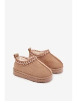 Sněhule Dětské Kotníkové Na Platformě Zateplené Kožešinou Béžové Vilabria