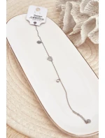 Stříbrný náramek na kotník se srdíčky