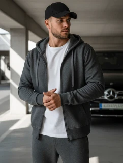 Pánská mikina na zip antracitová BX2196